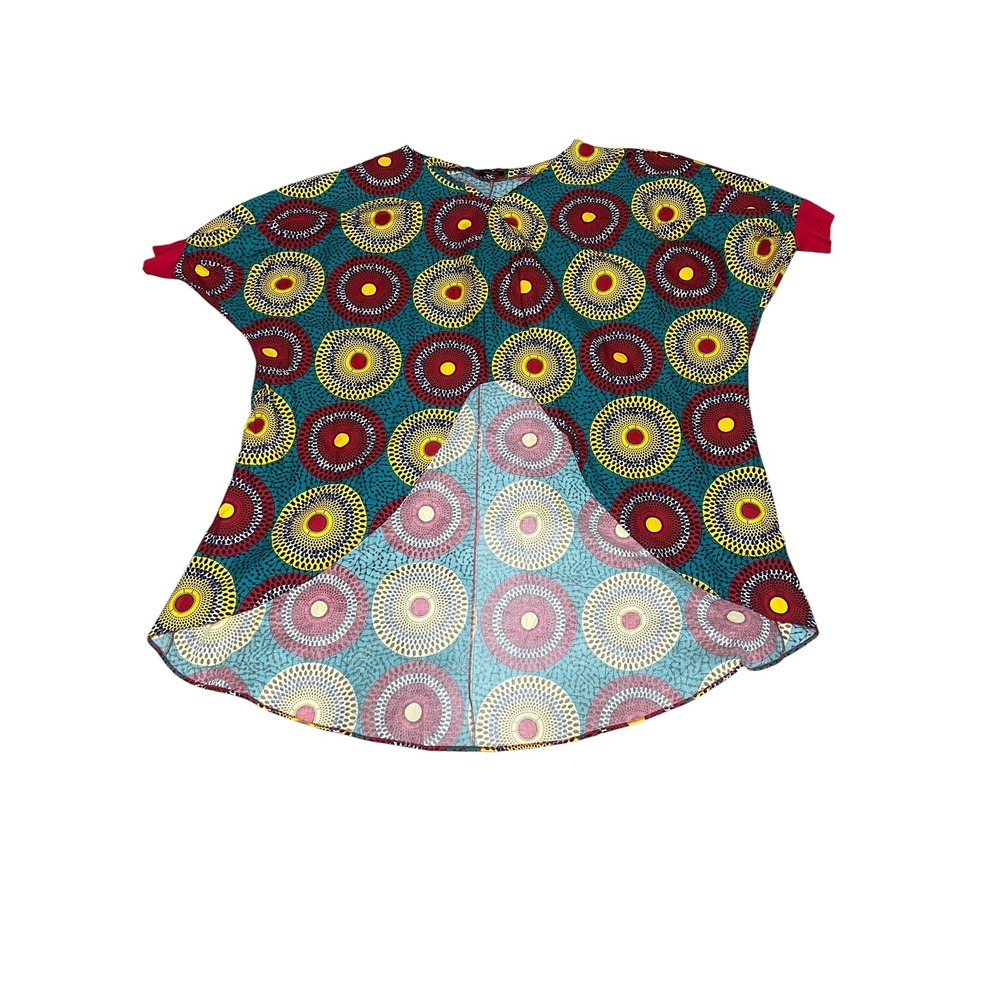 Xiaohuagua African Ankara Print Oversized Batwing Dolman Tunic Top High-Low OS